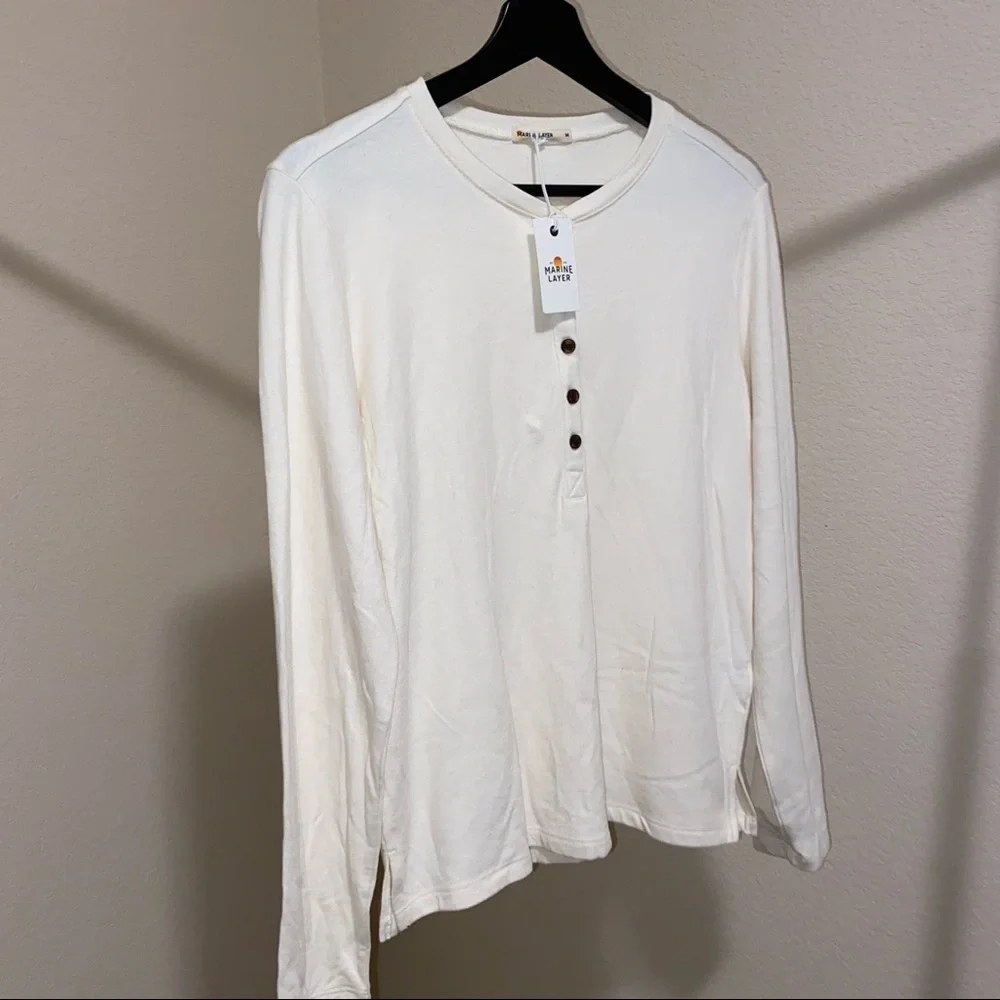NWT Marine layer double knit Henley Blanc de blanc size M and Xl - Picture 4 of 9